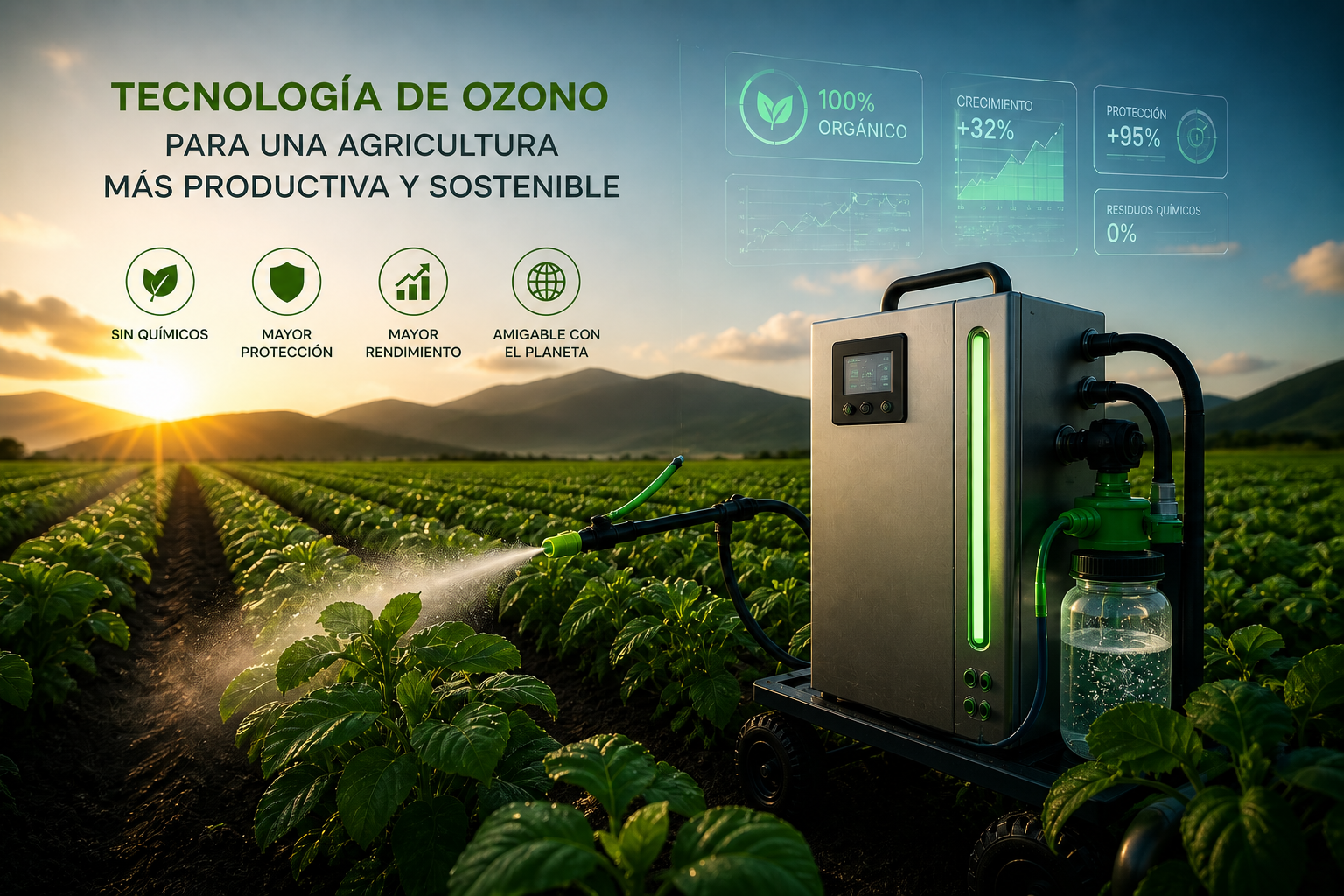 Tecnología Super Ozono aplicada en campo agrícola